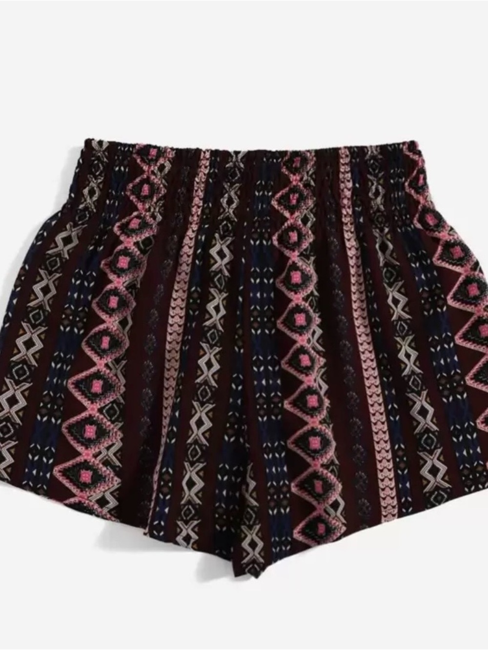Women’s Elastic Waist Patterned Shorts - Pink & Black